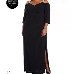 R & M Richards Black One Shoulder Cocktail Gown
